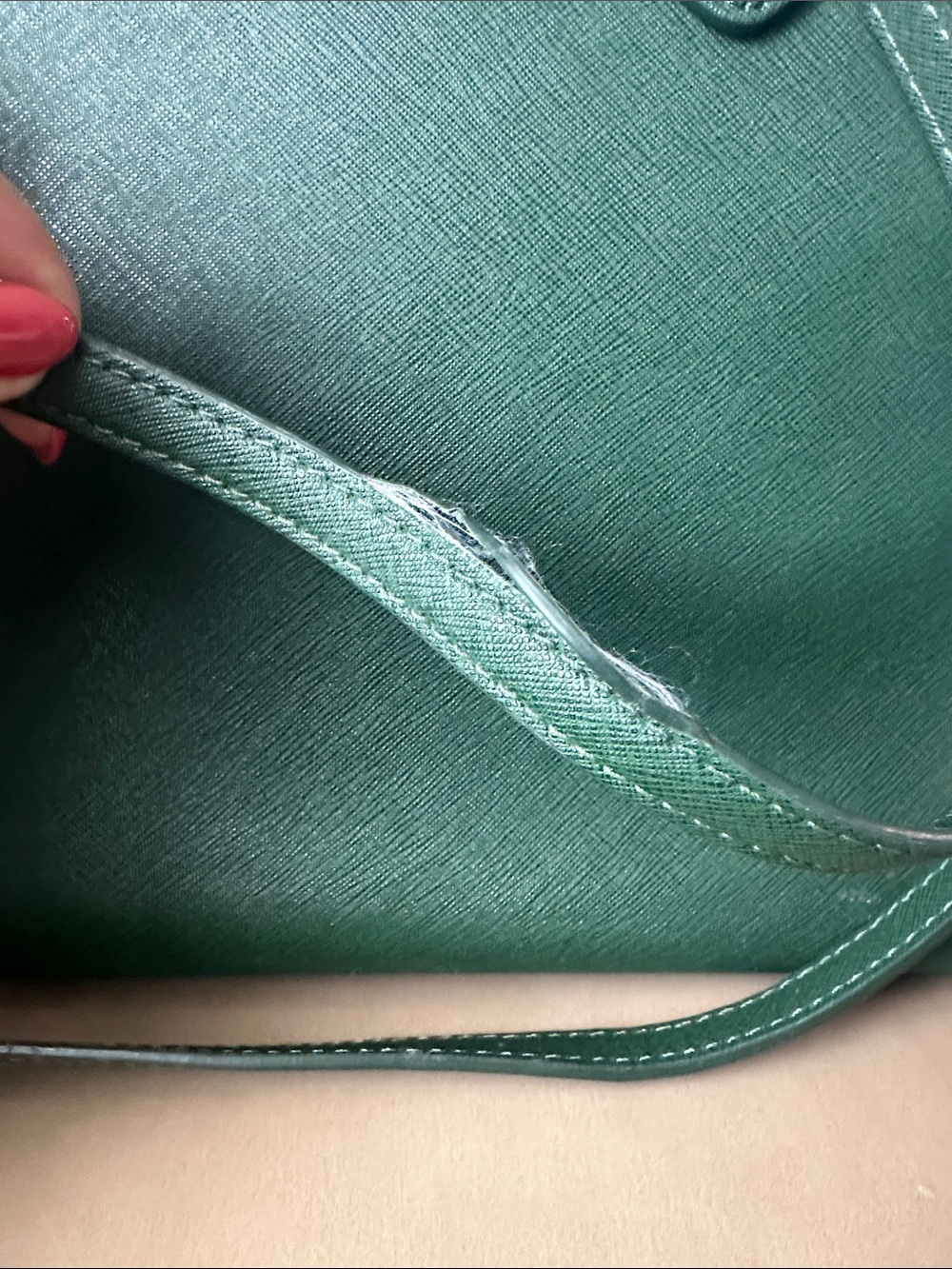 Michael Kors Green Saffiano Satchel with Gold Hardware - Picture 5 of 7